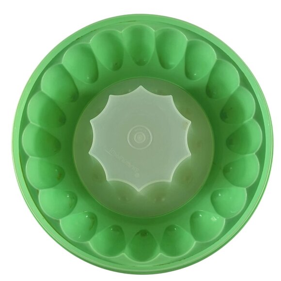 Vtg Tupperware Jello Mold Set Jel-N-Serve Mold 1 Green & 1 White w/ Design Seals - Picture 3 of 5